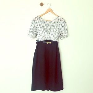 Polka dot top/black bottom highwaisted dress Sz12